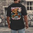 Baseball Player Christmas Gingerbread Smashing Through Snow Men's Back Print T-Shirt Baseball Player Christmas Gingerbread Smashing Through Snow Men's Back Print T-Shirt