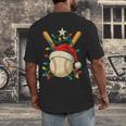 Baseball Santa Christmas Ball Baseball Lover Player Boys Men's Back Print T-Shirt