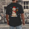 Baseball Snowman Merry Christmas Holiday Sports Xmas Pajamas Men's Back Print T-Shirt