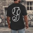 Baseball Sport Player Monogram Cool Initial Letter J Men's Back Print T-Shirt Baseball Sport Player Monogram Cool Initial Letter J Men's Back Print T-Shirt
