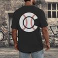 Baseball Sport Player Graphic Monogram Initial Letter C Men's Back Print T-Shirt Baseball Sport Player Graphic Monogram Initial Letter C Men's Back Print T-Shirt