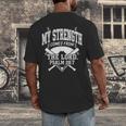 Christian Baseball My Strength Comes From The Lord Baseball Men's Back Print T-Shirt Christian Baseball My Strength Comes From The Lord Baseball Men's Back Print T-Shirt
