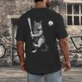 Cute Kitten Playing Baseball Hitter Bat Cool Baseball Cat Men's Back Print T-Shirt