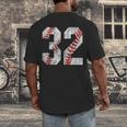 Distressed Baseball Number 32 Jersey Uniform Player Fan Men's Back Print T-Shirt