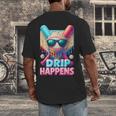 Drip Happens Baseball Ice Cream Bat And Ball With Sunglasses Men's Back Print T-Shirt Drip Happens Baseball Ice Cream Bat And Ball With Sunglasses Men's Back Print T-Shirt
