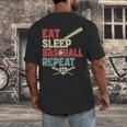 Eat Sleep Baseball Repeat Bat Ball Player Fan Men's Back Print T-Shirt Eat Sleep Baseball Repeat Bat Ball Player Fan Men's Back Print T-Shirt