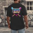 Happy 100 Days Of School Baseball Drip 100th Day Of School Men's Back Print T-Shirt Happy 100 Days Of School Baseball Drip 100th Day Of School Men's Back Print T-Shirt