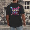 Happy 100 Days Of School Baseball Drip Theme Party 100th Day Men's Back Print T-Shirt Happy 100 Days Of School Baseball Drip Theme Party 100th Day Men's Back Print T-Shirt