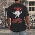 Hit Hard Run Fast Turn Left Baseball Player Men's Back Print T-Shirt Hit Hard Run Fast Turn Left Baseball Player Men's Back Print T-Shirt