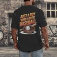 Just A Boy Who Loves Baseball Player Kids Men's Back Print T-Shirt