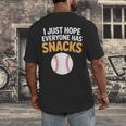 I Just Hope Everyone Has Snacks Baseball Game Day Fan Men's Back Print T-Shirt