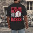Kids Stealing Hearts Like I Steal Bases Cute Baseball Boys Men's Back Print T-Shirt