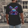 Neon Dripping Baseball And Bats Colorful Sports Art Men's Back Print T-Shirt Neon Dripping Baseball And Bats Colorful Sports Art Men's Back Print T-Shirt