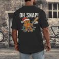 Oh Snap Gingerbreadman Christmas Baseball Humor Men's Back Print T-Shirt
