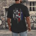 Patriotic Baseball Catcher American Flag Sports Tee Men's Back Print T-Shirt