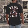 You Run I Gun Baseball Catcher Softball Player Men's Back Print T-Shirt
