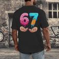 Six Seven 6-7 Baseball Ice Cream Drip 67 Meme Hands Men's Back Print T-Shirt Six Seven 6-7 Baseball Ice Cream Drip 67 Meme Hands Men's Back Print T-Shirt