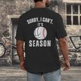 Sorry I Can't It's Volleyball Baseball Season Mom Of Both Men's Back Print T-Shirt Sorry I Can't It's Volleyball Baseball Season Mom Of Both Men's Back Print T-Shirt