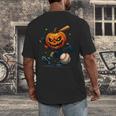 Spooky Halloween Scary Pumpkin Baseball Player Witchy Vibes Men's Back Print T-Shirt Spooky Halloween Scary Pumpkin Baseball Player Witchy Vibes Men's Back Print T-Shirt