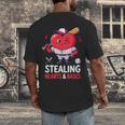 Stealing Hearts And Bases Baseball Player Valentine's Day Men's Back Print T-Shirt Stealing Hearts And Bases Baseball Player Valentine's Day Men's Back Print T-Shirt
