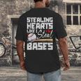 Stealing Hearts Like I Steal Bases Baseball Valentines Men's Back Print T-Shirt