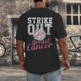 Strike Out Breast Cancer Baseball Warrior Men's Back Print T-Shirt Strike Out Breast Cancer Baseball Warrior Men's Back Print T-Shirt