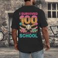 I Survived 100 Days Of School Baseball Ice Cream Drip Men's Back Print T-Shirt I Survived 100 Days Of School Baseball Ice Cream Drip Men's Back Print T-Shirt
