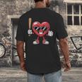 Valentines Day Heart Playing Baseball Boys Men Kids Girls Men's Back Print T-Shirt