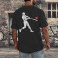 Valentines US Baseball Player Silhouette Heart Men's Back Print T-Shirt