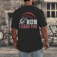 Vintage Humor Baseball Apparel Run I Dare You Men's Back Print T-Shirt Vintage Humor Baseball Apparel Run I Dare You Men's Back Print T-Shirt