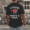 Women's Valentines Day Baseball Stealing Hearts Bases Boys Kids Men Men's Back Print T-Shirt