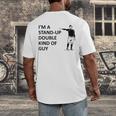 Baseball Pun Saying I'm a Stand Up Double Type Of Guy Men's Back Print T-Shirt