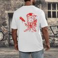 Drippy Baseball Mascot Valentine Heart Glasses Cartoon Men's Back Print T-Shirt