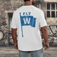 Fly The W Chicago Baseball Winning Flag Distressed Premium Tri-Blend Men's Back Print T-Shirt