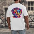 Gen Alpha Slang Ice Cream Drip Six Seven 67 Baseball Catcher Men's Back Print T-Shirt Gen Alpha Slang Ice Cream Drip Six Seven 67 Baseball Catcher Men's Back Print T-Shirt
