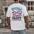 Gender Reveal Baseball Or Bows Daddy Loves You Men's Back Print T-Shirt Gender Reveal Baseball Or Bows Daddy Loves You Men's Back Print T-Shirt