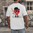 Heart Playing Baseball Valentine Baseball Men's Back Print T-Shirt Heart Playing Baseball Valentine Baseball Men's Back Print T-Shirt