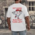 Hit Hard Run Fast Turn Left Baseball Player Premium Tri-Blend Men's Back Print T-Shirt Hit Hard Run Fast Turn Left Baseball Player Premium Tri-Blend Men's Back Print T-Shirt