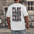 Play Hard Pray Hard Youth Boy Christian Baseball Jesus Men's Back Print T-Shirt