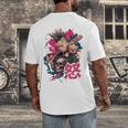 Punk Girl With Anger Kanji And Baseball Bat Men's Back Print T-Shirt Punk Girl With Anger Kanji And Baseball Bat Men's Back Print T-Shirt