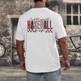 Retro Checkered Tired But Caffeinated Baseball Mom Leopard Men's Back Print T-Shirt Retro Checkered Tired But Caffeinated Baseball Mom Leopard Men's Back Print T-Shirt