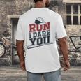 Run I Dare You Baseball Catcher Player Fan Men's Back Print T-Shirt Run I Dare You Baseball Catcher Player Fan Men's Back Print T-Shirt