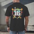 16th Birthday Baseball Drip Number 16 Year Old Birthday Boy Men's Back Print T-Shirt 16th Birthday Baseball Drip Number 16 Year Old Birthday Boy Men's Back Print T-Shirt