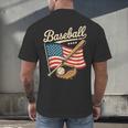 American Flag Baseball Player Bat Fan Catcher Pitcher USA Men's Back Print T-Shirt American Flag Baseball Player Bat Fan Catcher Pitcher USA Men's Back Print T-Shirt