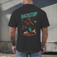 Backstop Catcher Baseball Graphic Men's Back Print T-Shirt Backstop Catcher Baseball Graphic Men's Back Print T-Shirt