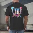 Baseball 10 Year Old Boy Ice Cream Drip 10th Birthday Player Men's Back Print T-Shirt