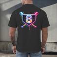 Baseball 8 Year Old Ice Cream Drip 8th Birthday Party Men's Back Print T-Shirt Baseball 8 Year Old Ice Cream Drip 8th Birthday Party Men's Back Print T-Shirt