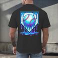Baseball Drip Ice Cream Blue Glow Melt Ball Graphic Men's Back Print T-Shirt Baseball Drip Ice Cream Blue Glow Melt Ball Graphic Men's Back Print T-Shirt