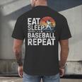 Baseball Fan Vintage Retro Eat Sleep Baseball Repeat Men's Back Print T-Shirt Baseball Fan Vintage Retro Eat Sleep Baseball Repeat Men's Back Print T-Shirt