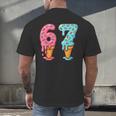 Baseball Ice Cream Drip 6 7 Kids 67 Birthday Men's Back Print T-Shirt